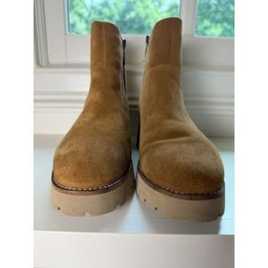 Blondo Waterproof Suede Lug Sole Ankle Boots Tan Chelsea Bootie  Womens 8.5M